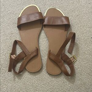 Charlotte Russe Brown Sandals with Gold Accents